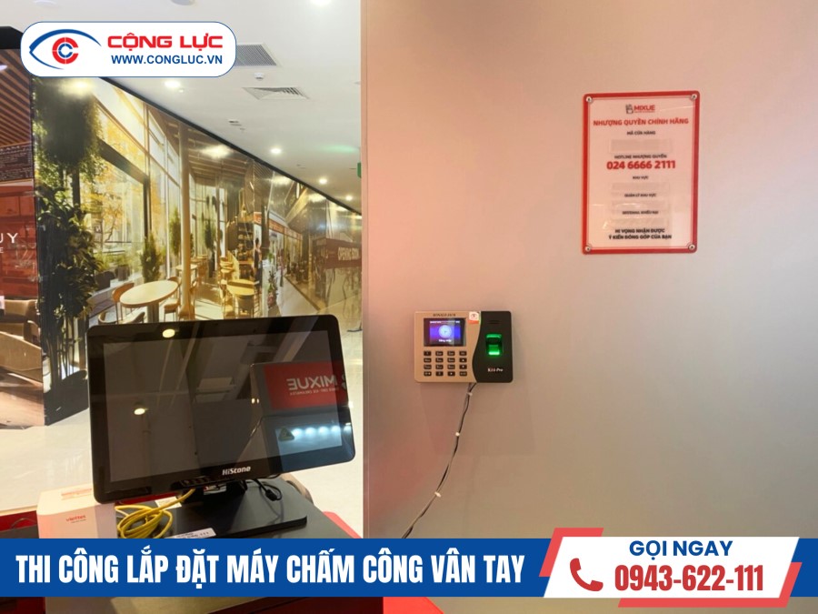 Lắp máy chấm công vân tay Ronald Jack K14 Pro cho cửa hàng Mixue tại hoàng huy commerce hải phòng