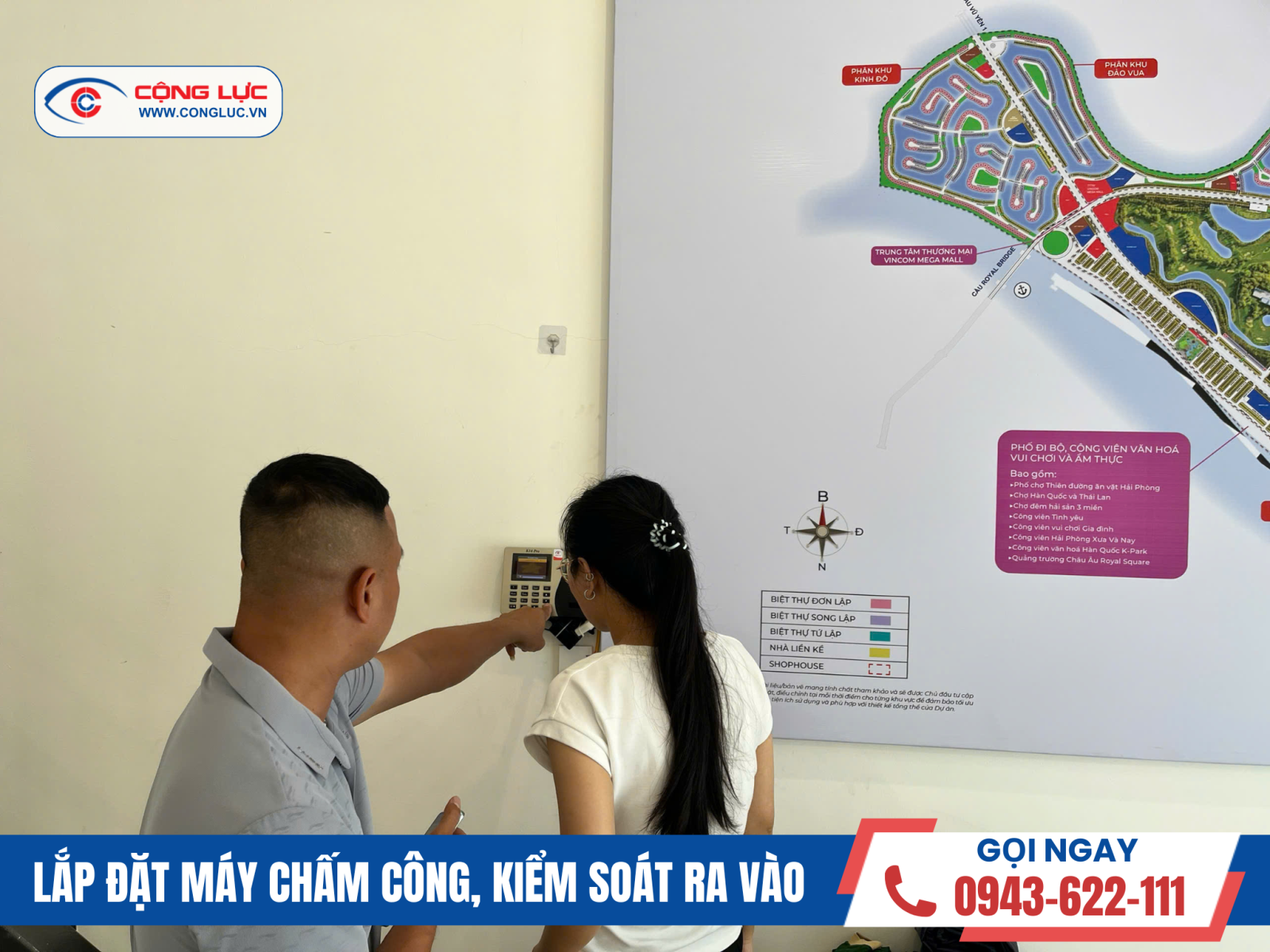 Lắp máy chấm công tại công ty novasky, vinhomes vũ yên