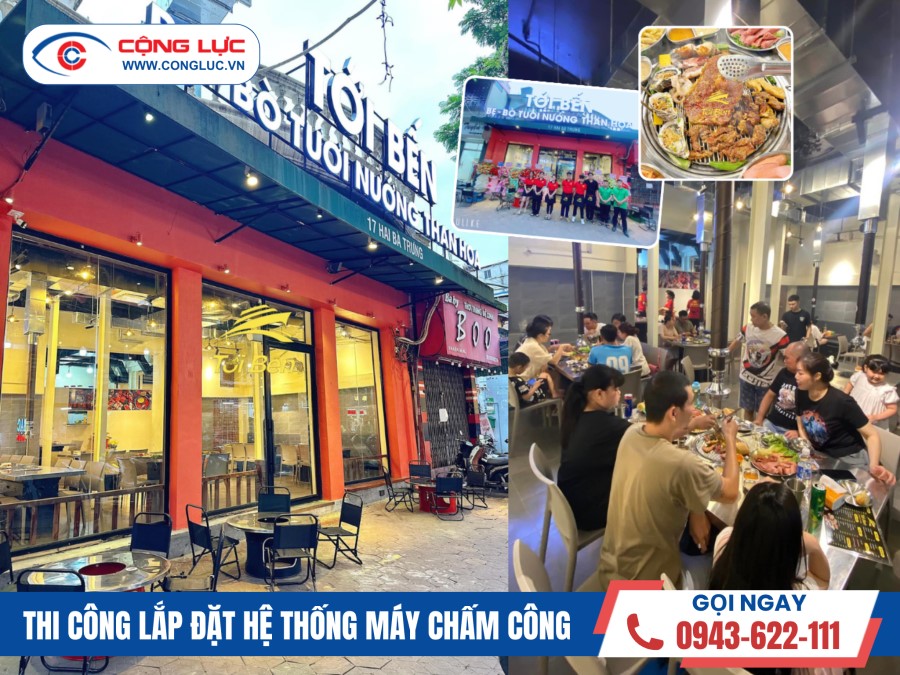 Cộng Lực lắp đặt máy chấm công cho nhà hàng bò nướng tới bến 17 Hai Bà Trưng, Quận Lê Chân Hải Phòng