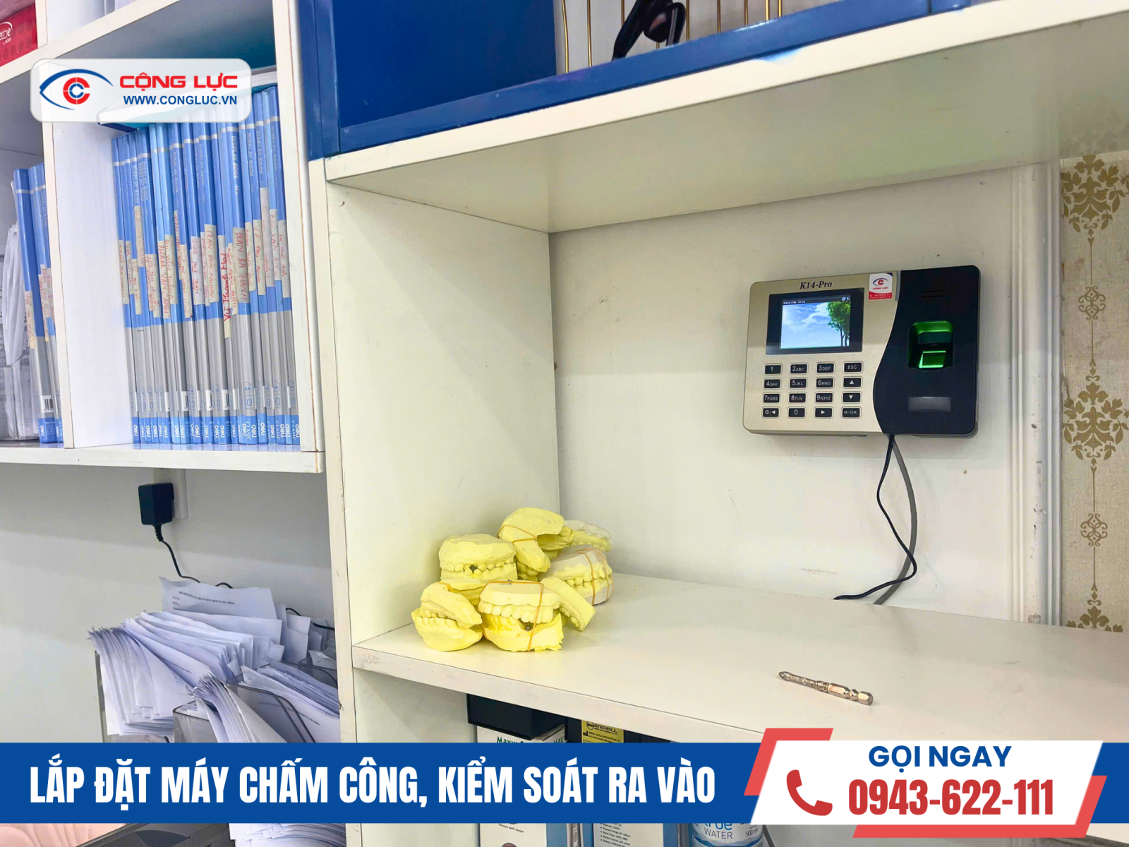 lắp máy chấm công tại nha khoa đức trọng, thuỷ nguyên