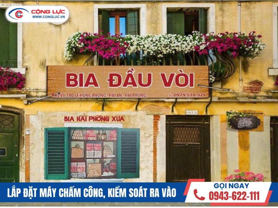 lắp máy chấm công vân tay quán bia đầu vòi tại lê hồng phong hải phòng
