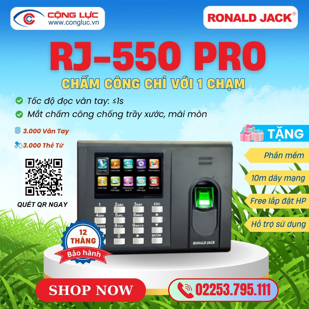lắp máy chấm công vân tay Ronald Jack Rj550 pro ở cửa hàng iphone minh đạt 217B lạch tray