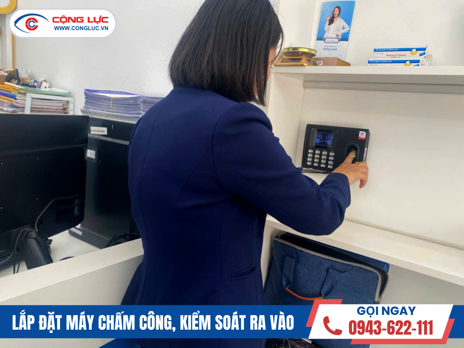 lắp máy chấm công tại nha khoa phấn hoa ở Quảng Ninh