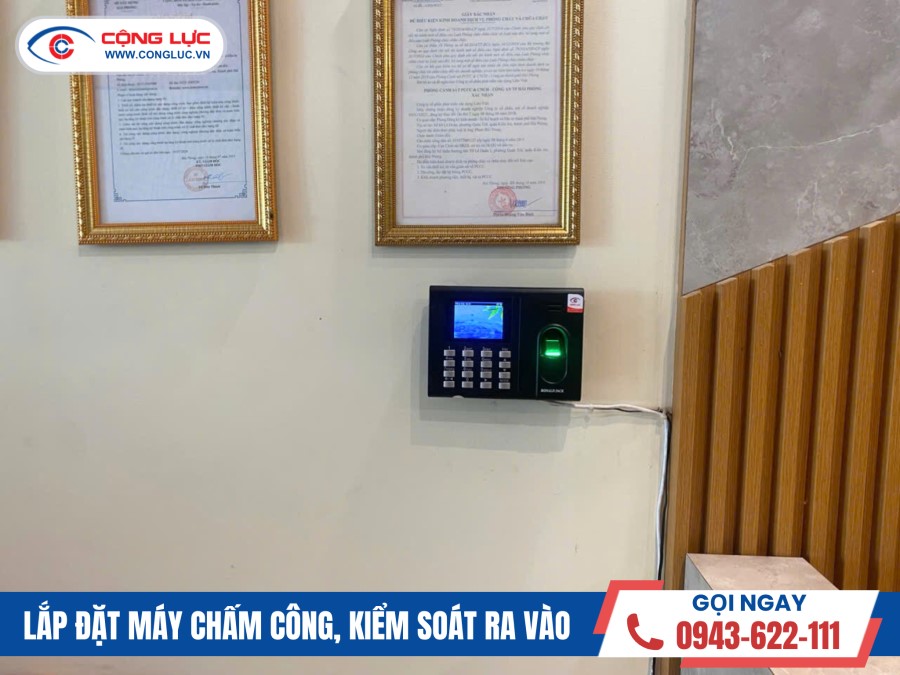 lắp máy chấm công vân tay Ronald Jack Rj550 Pro công ty pccc Liên Việt Hải Phòng