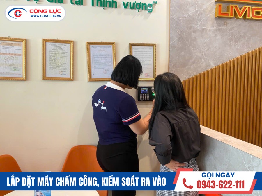 Lắp máy chấm công vân tay ở Công ty PCCC Liên Việt, KĐT Seoul Ecohome Hải Phòng