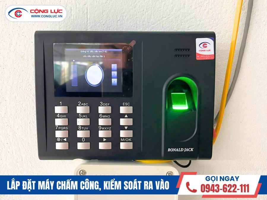 lắp máy chấm công vân tay Ronald Jack RJ550 tại xưởng may THL Vĩnh Bảo