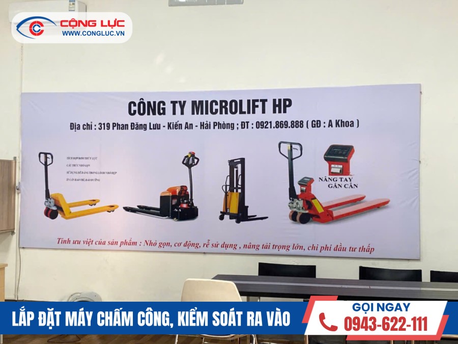 cộng Lực lắp máy chấm công tại công ty microlift 319 Phan Đăng Lưu Kiến An Hải Phòng