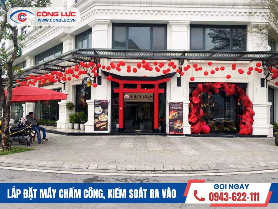 lắp máy chấm công khuôn mặt nhà hàng niran sushi tại vinhomes marina hải phòng