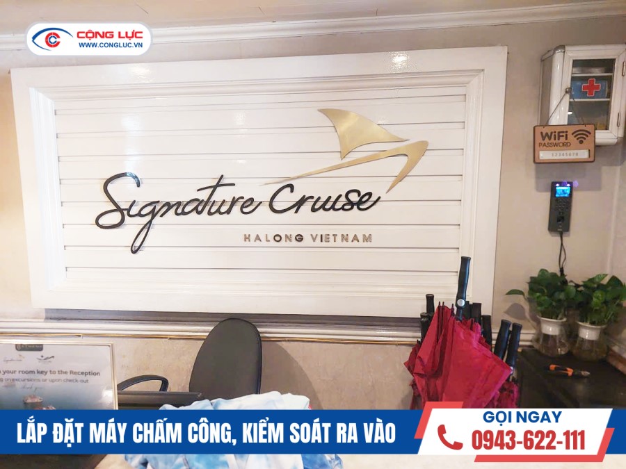 Cộng Lực lắp máy chấm công tại du thuyền Athena Hạ long
