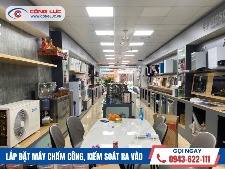 Cộng Lực lắp máy chấm công khuôn mặt ở cửa hàng máy lọc nước Thanh Loan 389 Trường Chinh Hải Phòng