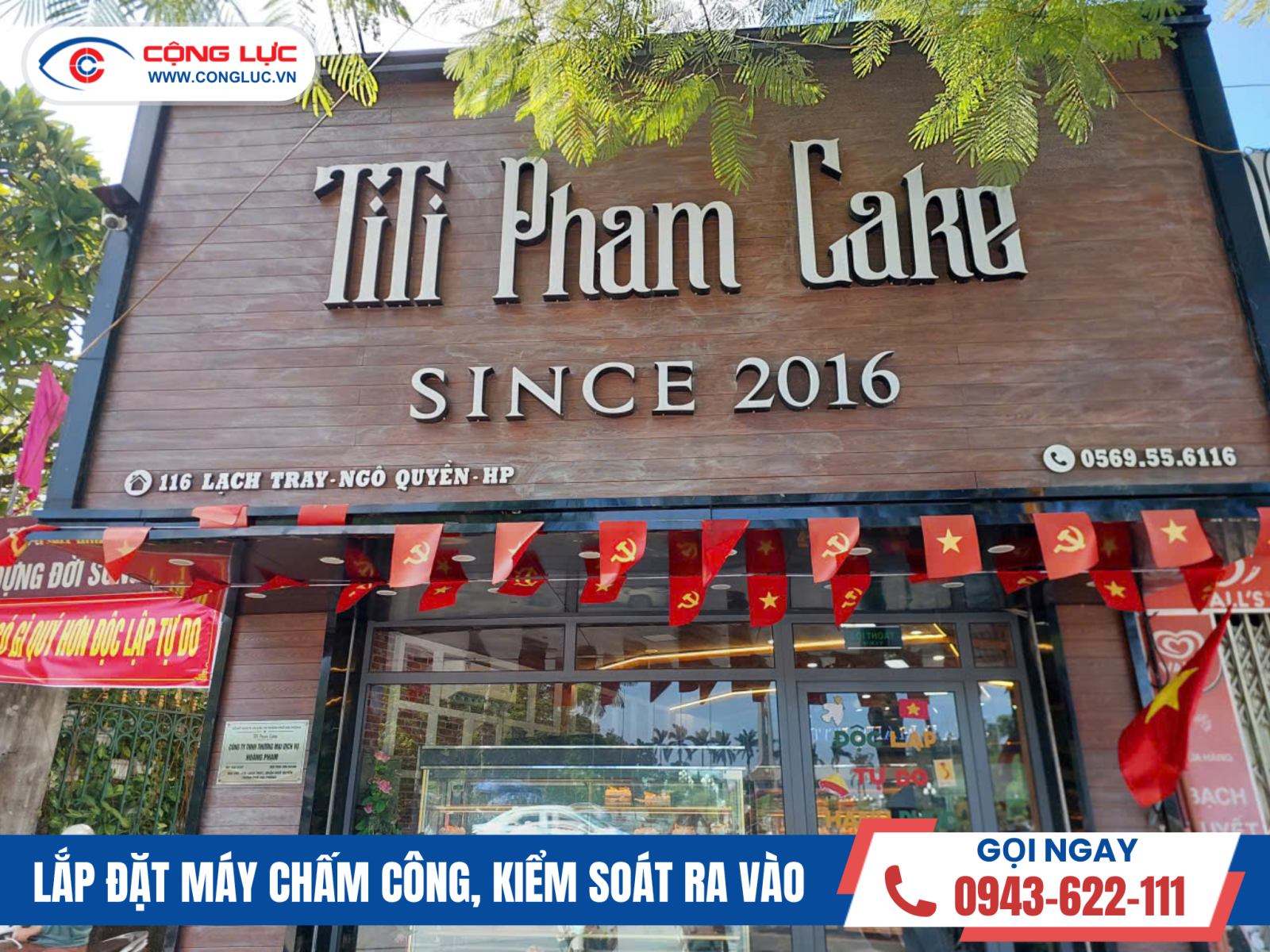 Cộng Lực lắp máy chấm công tiệm bánh titi phạm cake tại 116 lạch tray hải phòng
