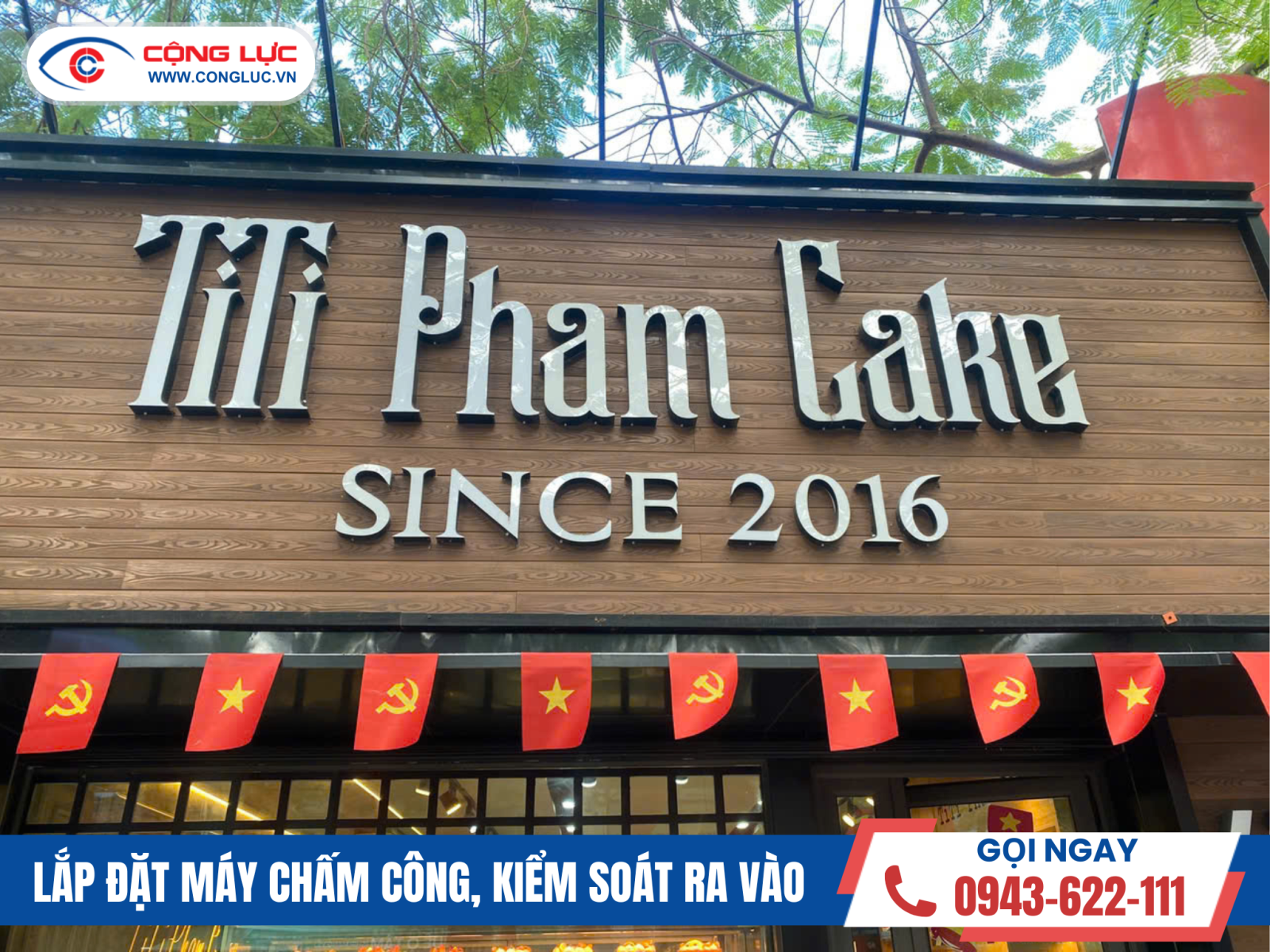 Cộng Lực lắp máy chấm công khuôn mặt tiệm bánh titi phạm cake tại 2B Lê Lợi