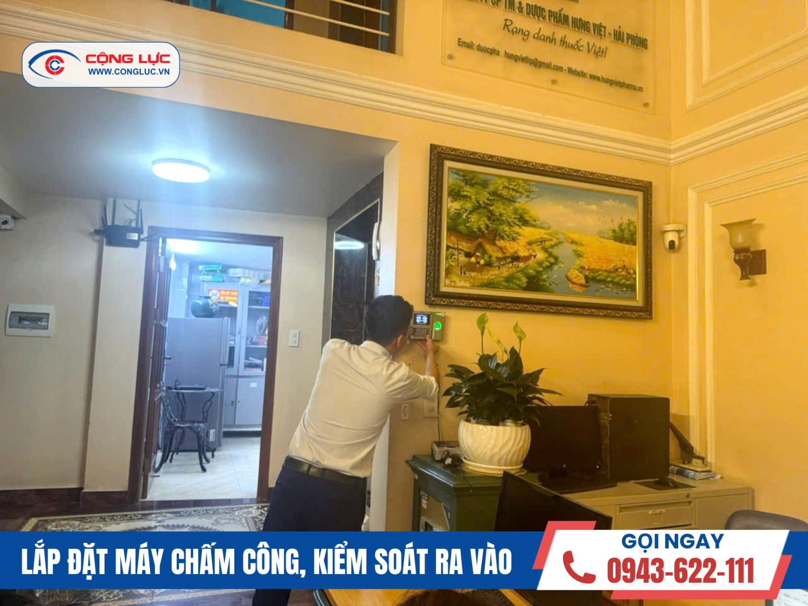 Cộng Lực lắp máy chấm công tại Hồng Bàng Hải Phòng - công ty dược phẩm hưng Việt
