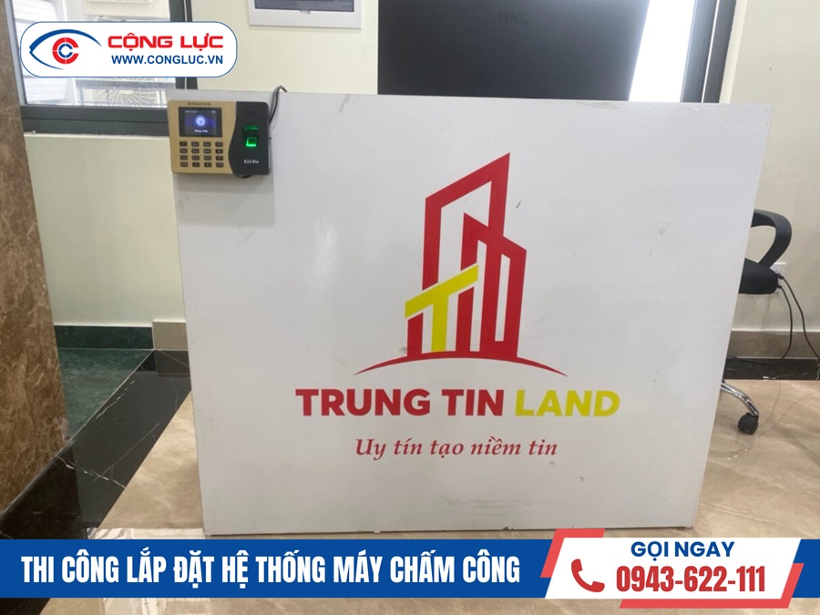 lắp máy chấm công vân tay ronald jack k14 pro cho văn phòng bđs trung tín land