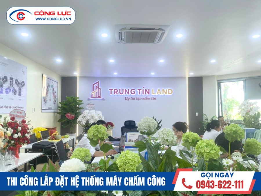 lắp máy chấm công tại văn phòng bất động sản Trung Tín Land kđt Vinhomes Marina