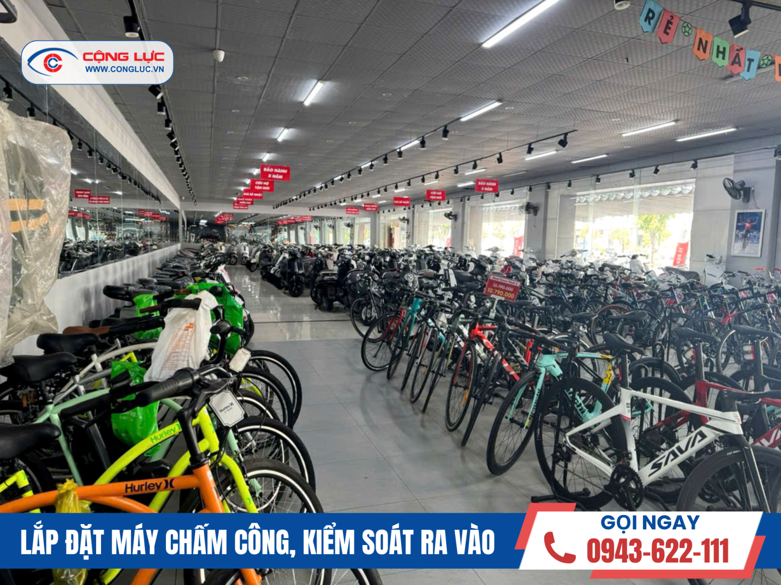 lắp máy chấm công vân tay cửa hàng xe điện thanh tùng