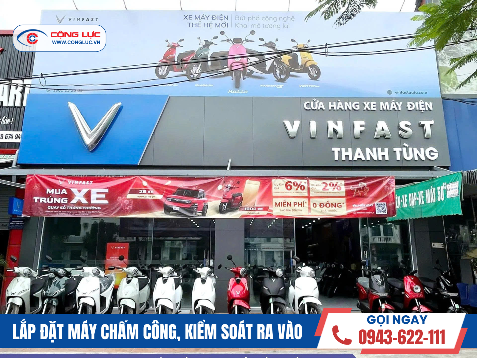 Cộng Lực lắp máy chấm công tại cửa hàng xe điện Thanh Tùng Hải Phòng