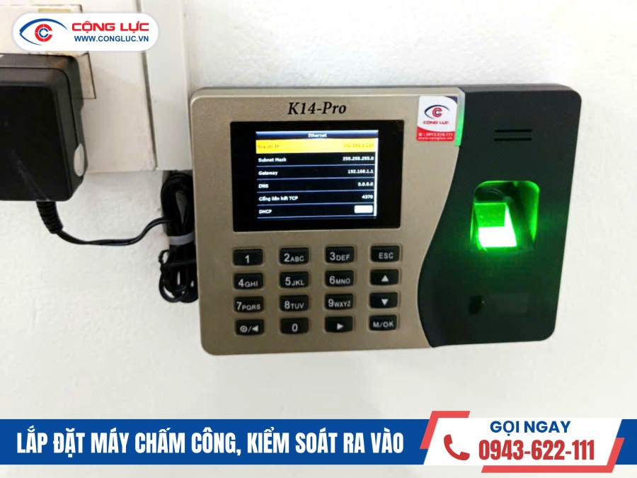 lắp máy chấm công vân tay Ronald Jack K14 Pro văn phòng bđs tân hương phát