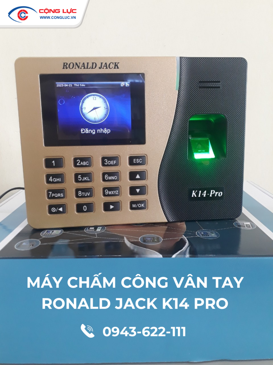 Máy chấm công vân tay ronald jack K14 pro chính hãng giá rẻ