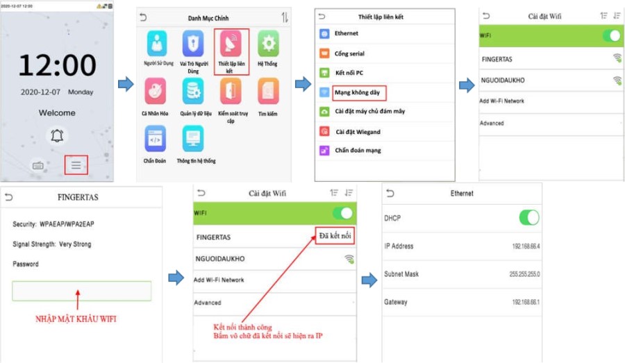 Hướng dẫn kết nối wifi cho máy chấm công bằng khuôn mặt
