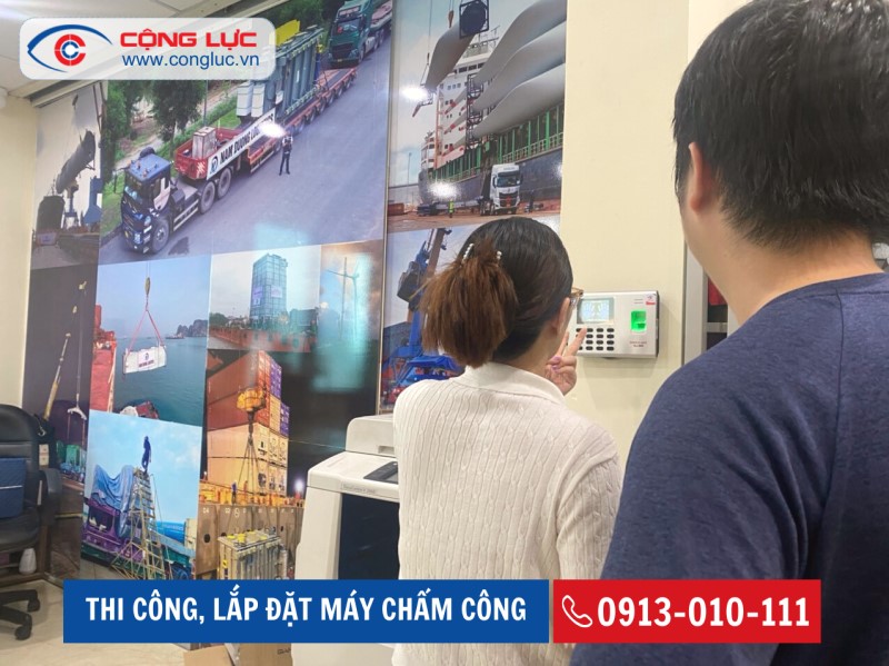 lắp máy chấm công vân tay tại văn phòng công ty nam dương,tầng 4 toà nhà thành đạt hải phòng