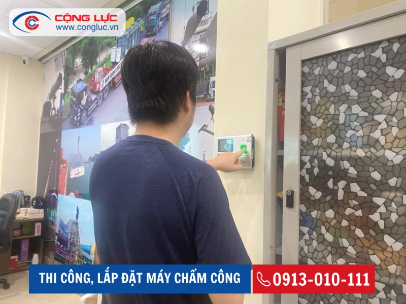 lắp máy chấm công cho văn phòng công ty nam dương tại toà nhà thành đạt hải phòng