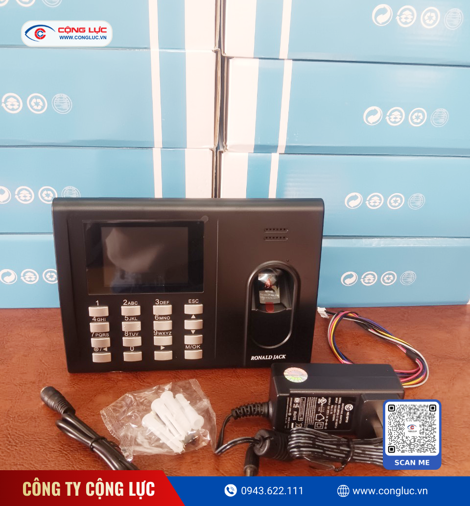 trọn bộ máy chấm công vân tay Ronald Jack Rj550 pro 