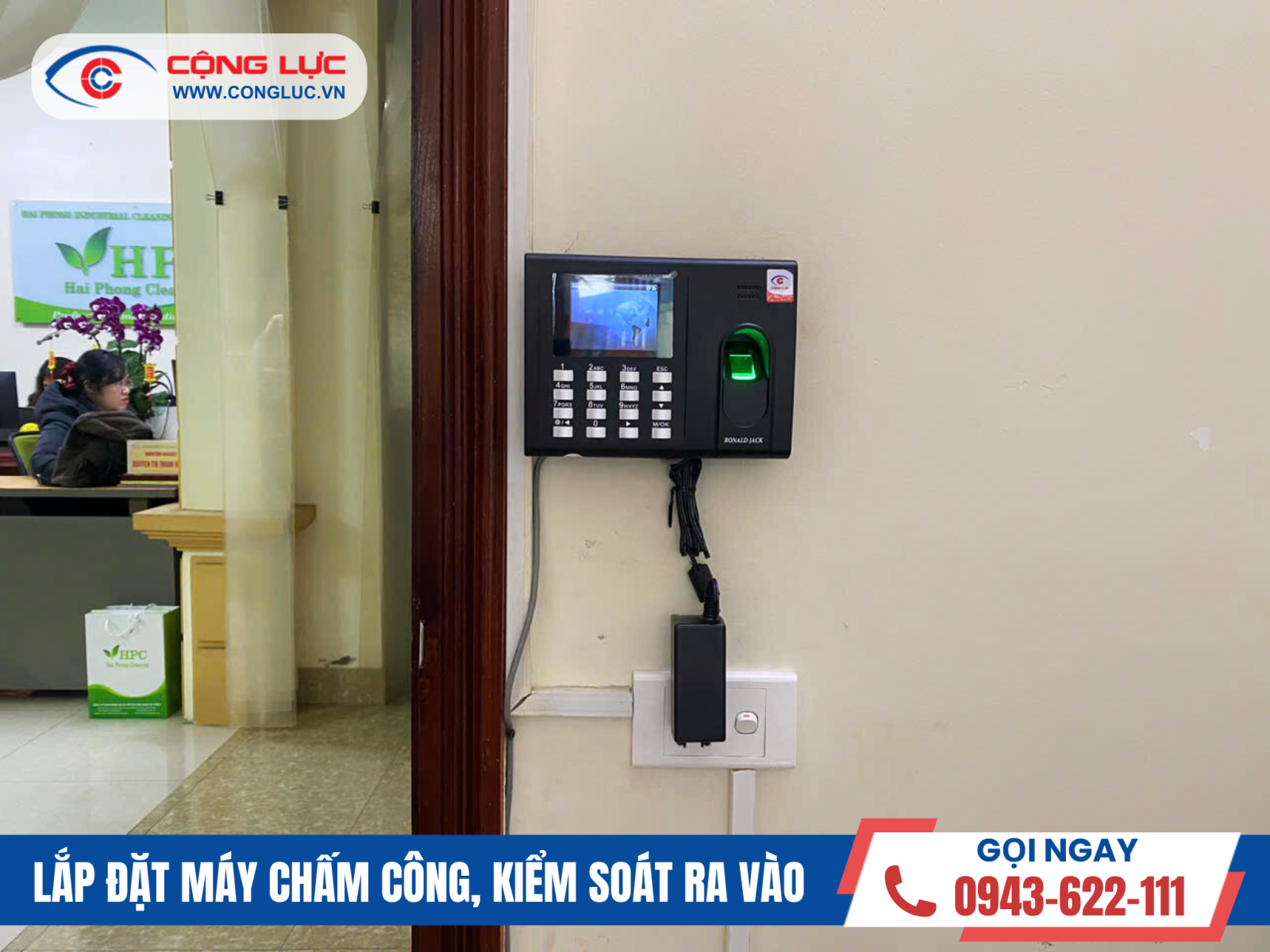 lắp máy chấm công vân tay Ronald Jack RJ550 Pro giá rẻ tại Hải Phòng
