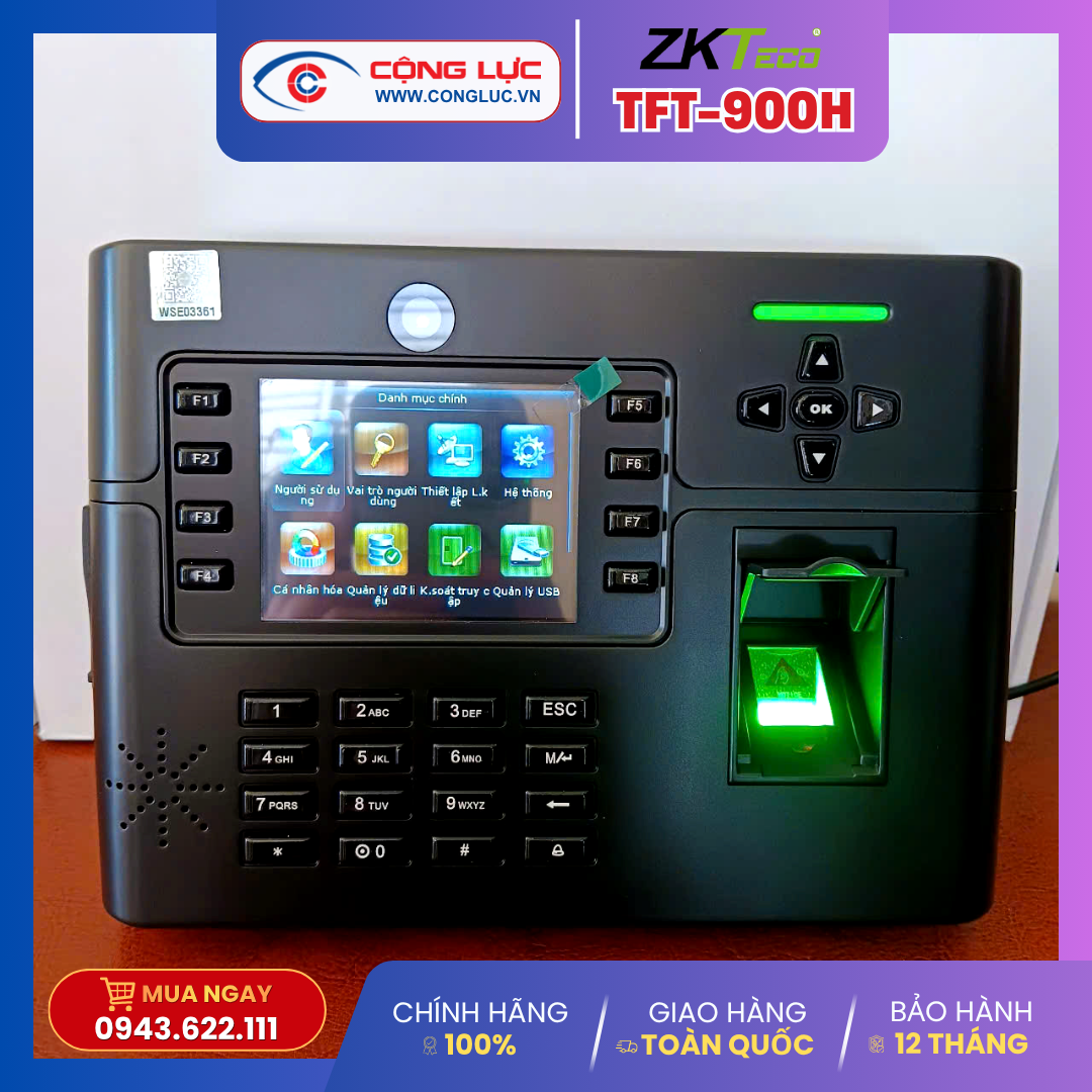 máy chấm công vân tay zkteco TFT900H giá rẻ tại Hải Phòng