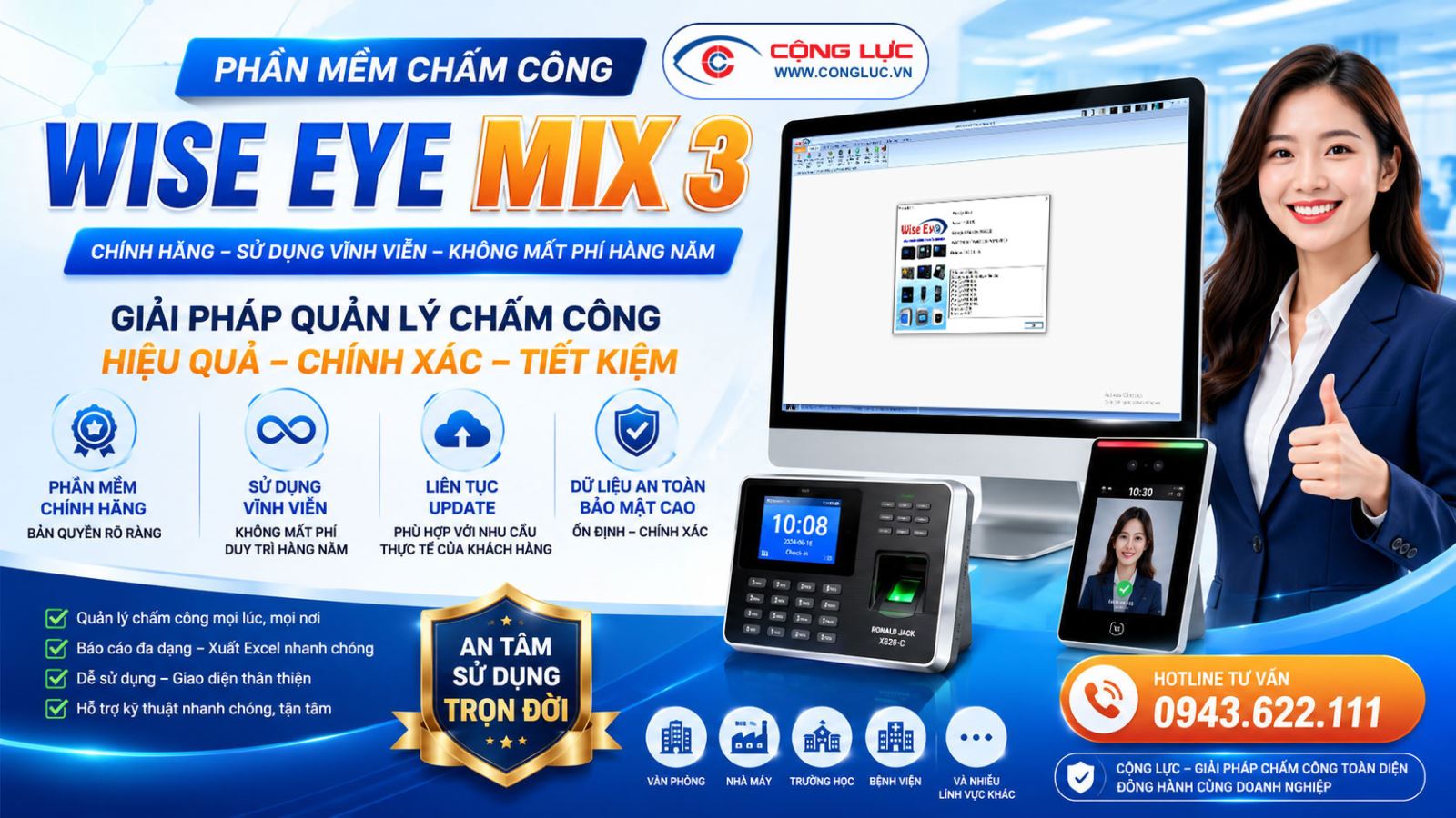 Phần mềm chấm công wise eye mix 3 chính hãng tại Hải Phòng
