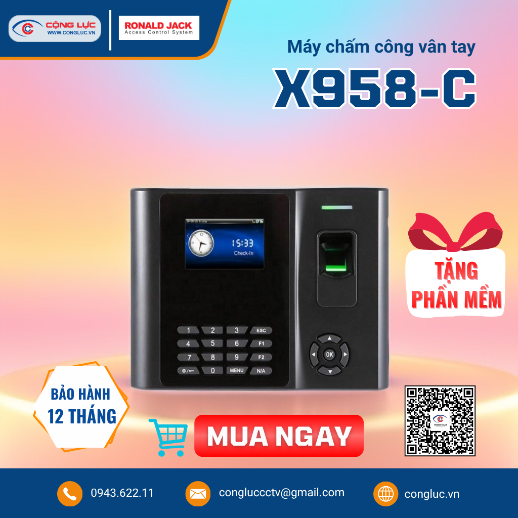 Máy chấm công vân tay Ronald Jack X958C giá rẻ tại Hải Phòng