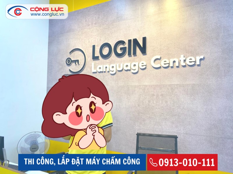 lắp máy chấm công tại trung tâm IELTS LOGIN 87 ngô kim tài hải phòng