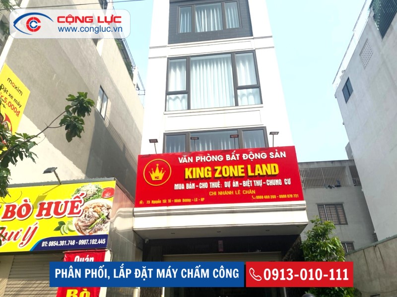 lắp máy chấm công vân tay cho văn phòng bđs king zone land tại 73 nguyễn tất tố