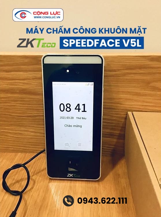 máy chấm công khuôn mặt ZKteco SpeedFace V5L