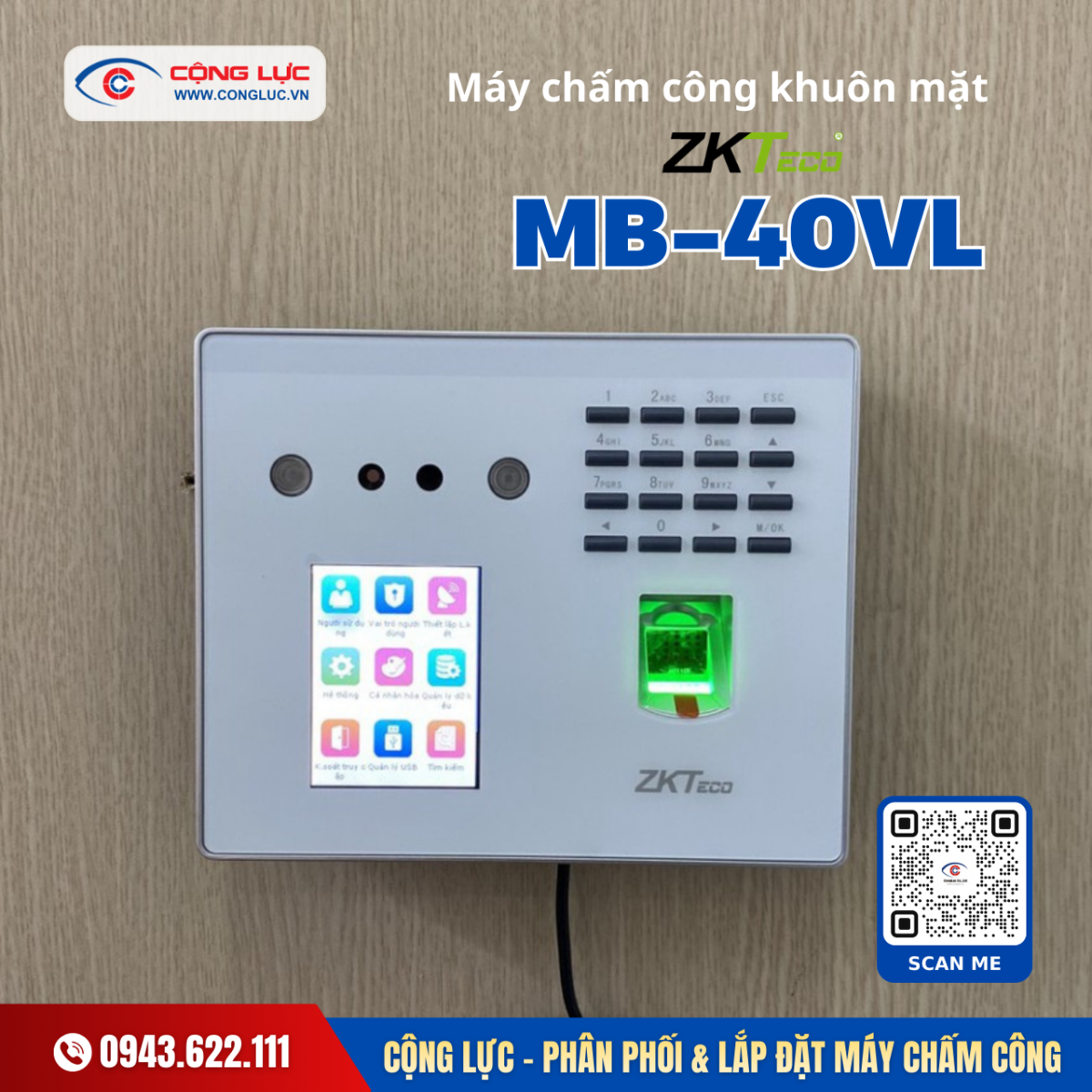 bán máy chấm công khuôn mặt zkteco mb-40vl giá rẻ tại hải phòng
