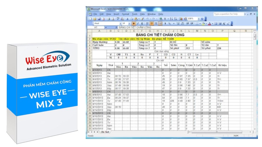 phần mềm quản lý chấm công wise eye mix 3