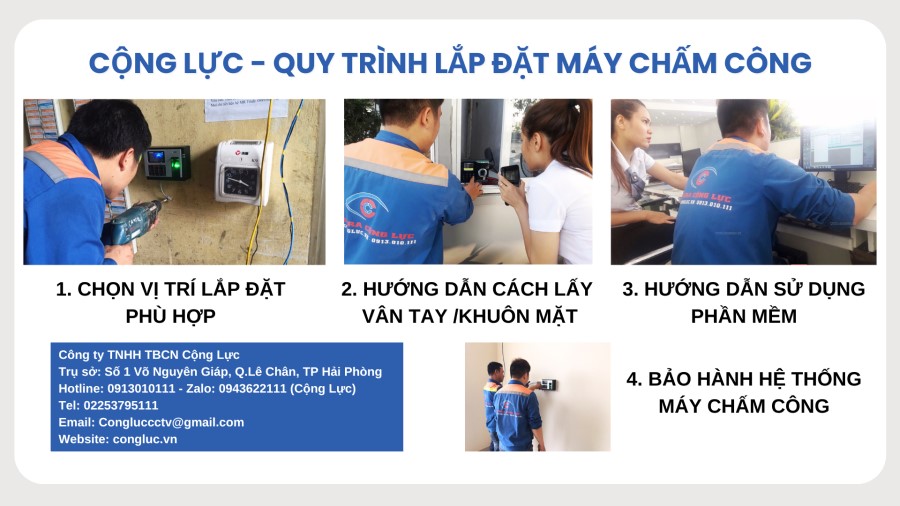 Cộng Lực quy trình lắp đặt máy chấm công khuôn mặt vân tay