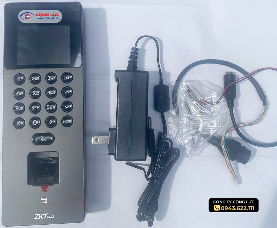 Trọn bộ sản phẩm máy chấm công khuôn mặt Zkteco Sense 2A