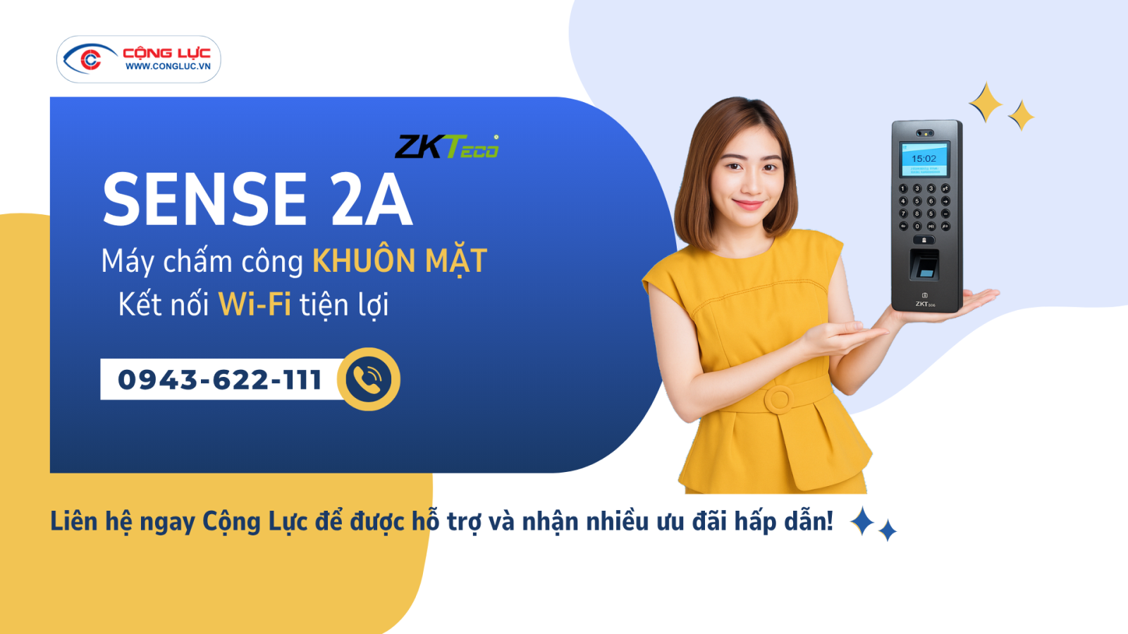 Máy chấm công khuôn mặt Zkteco Sense 2A giá rẻ tại Hải Phòng