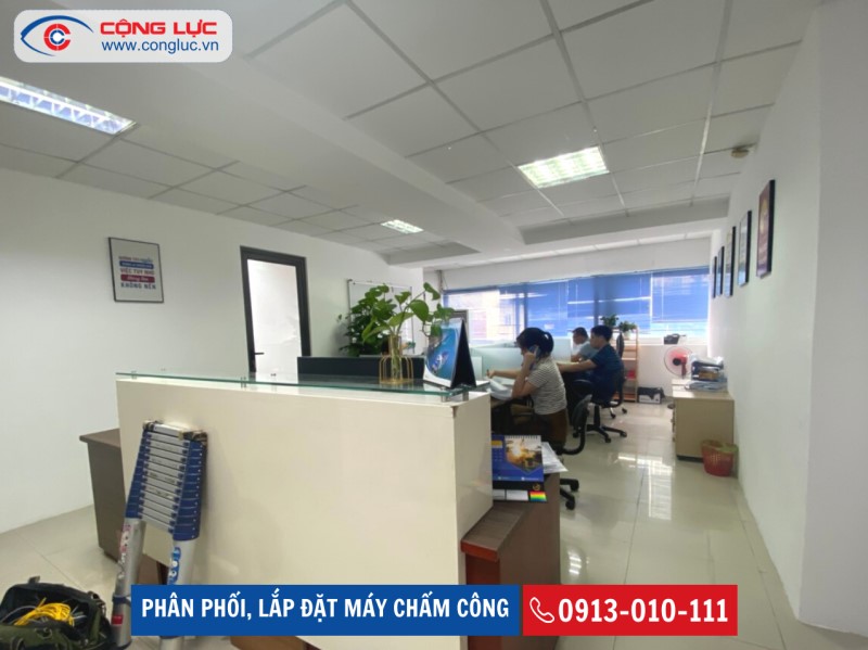 lắp máy chấm công cho văn phòng tiếp vận thế giới toàn cầu toà nhà apollo lê hồng phong hải phòng