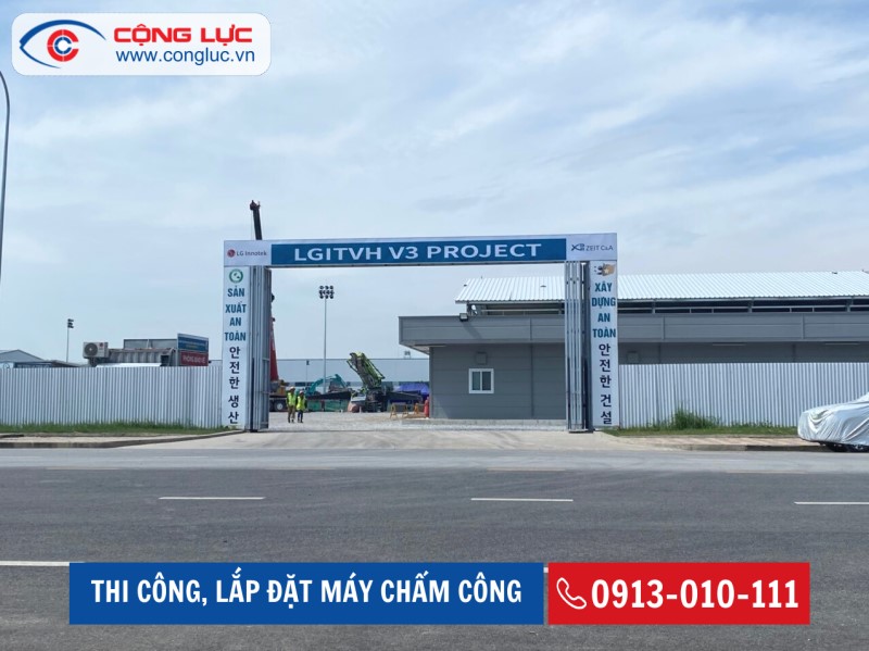 lắp máy chấm công ở công trường thi công innotek kcn tràng duệ hải phòng