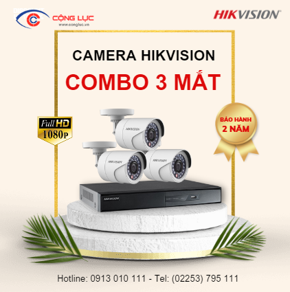 Trọn bộ 3 Camera Hikvision 2.0MP