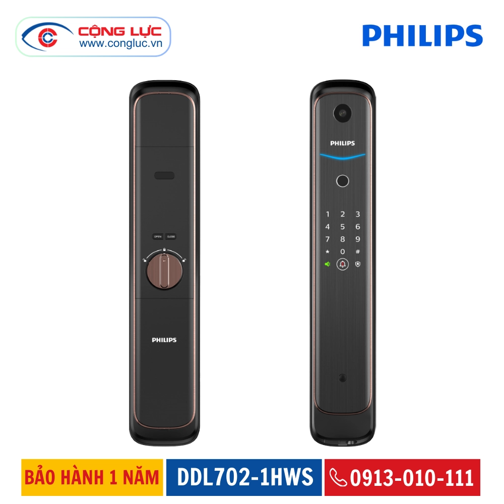 Khoá Cửa Vân Tay Có Camera Philips DDL702-1HWS