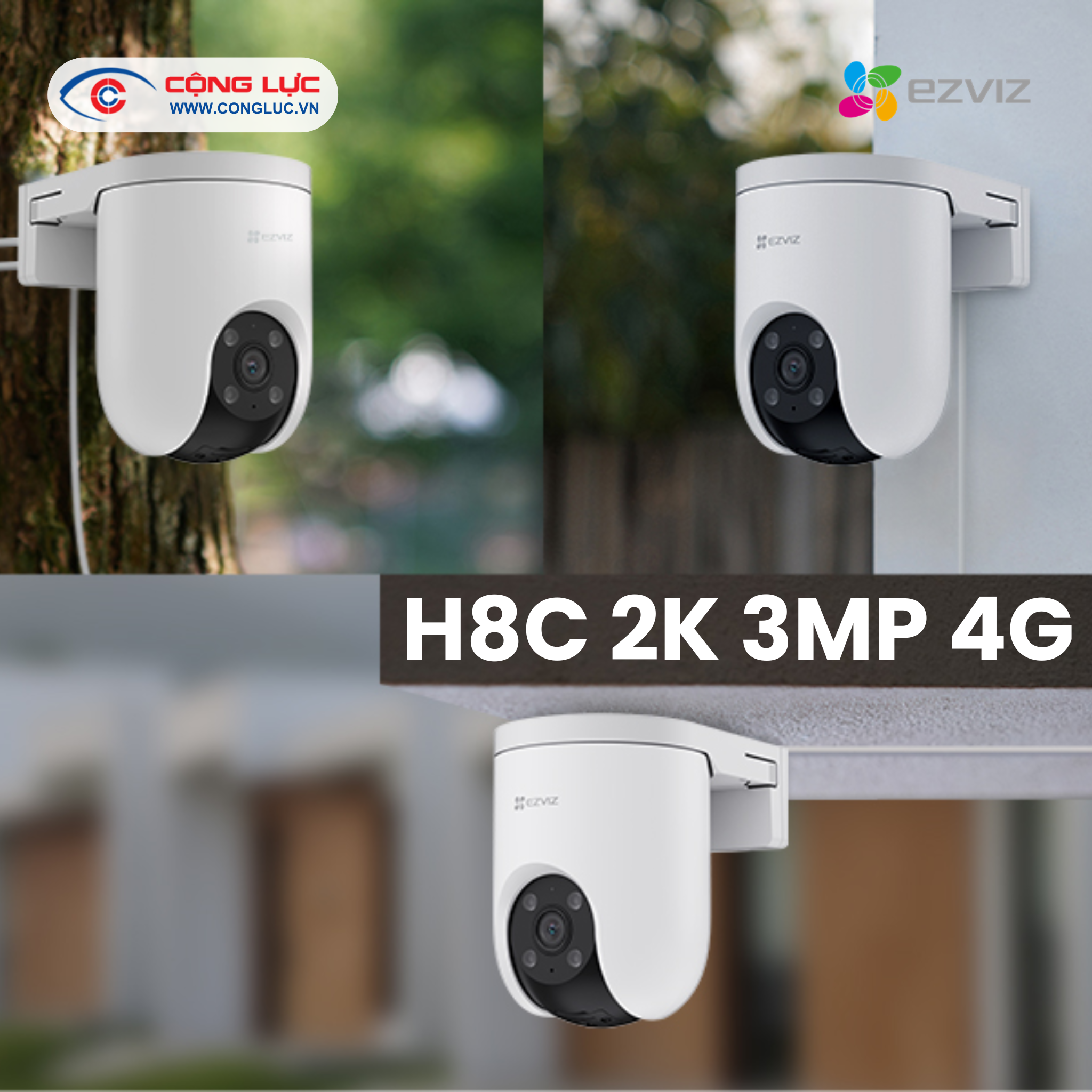 Camera IP Wifi Ngoài Trời 360 Độ EZVIZ H8C 4G 3MP