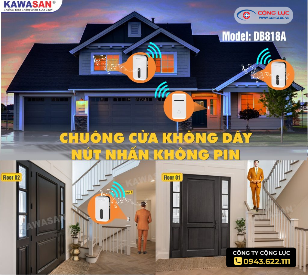 Chuông Cửa Không Dây Kawasan DB818A