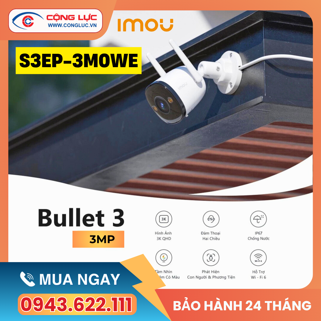 Camera Wifi Ngoài Trời Full Color iMOU IPC-S3EP-3M0WE (Bullet 3 3MP)