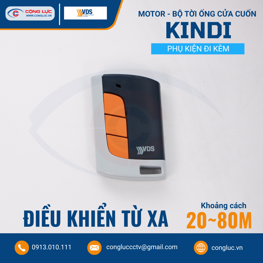Motor Bộ Tời Ống VDS KINDI – Điều Khiển Cửa Cuốn, Mái Hiên, Mành Rèm
