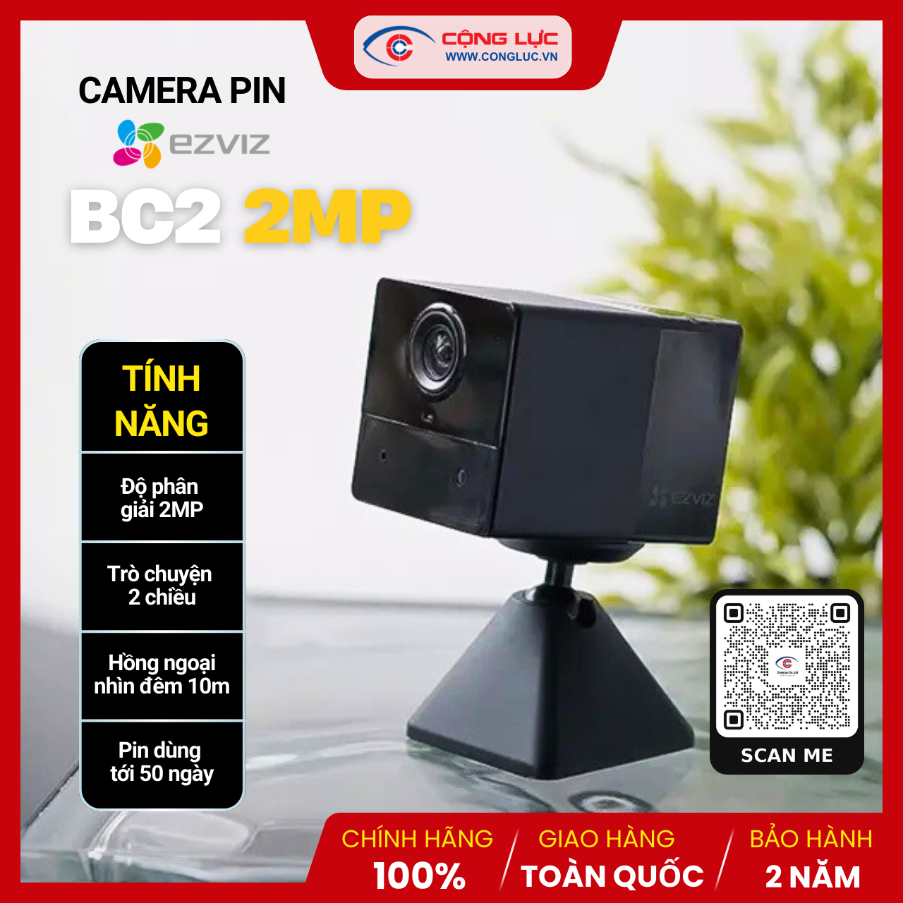 Camera Wifi Ezviz BC2 Chạy Bằng Pin