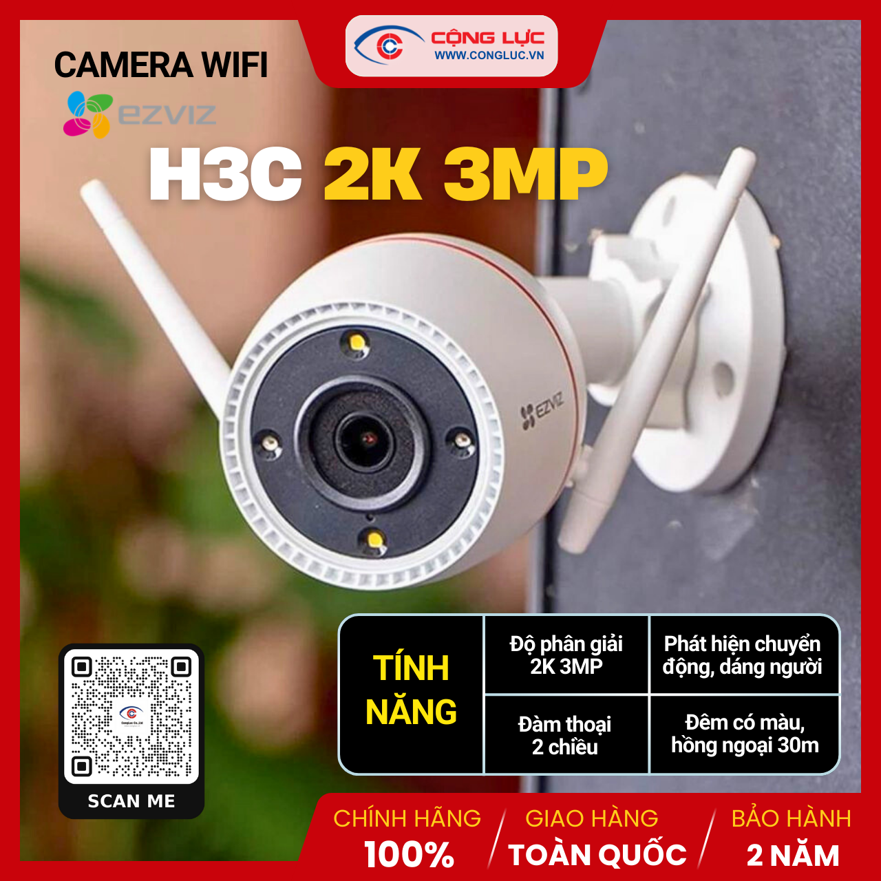 Camera Wifi Ezviz H3C 2K 3MP