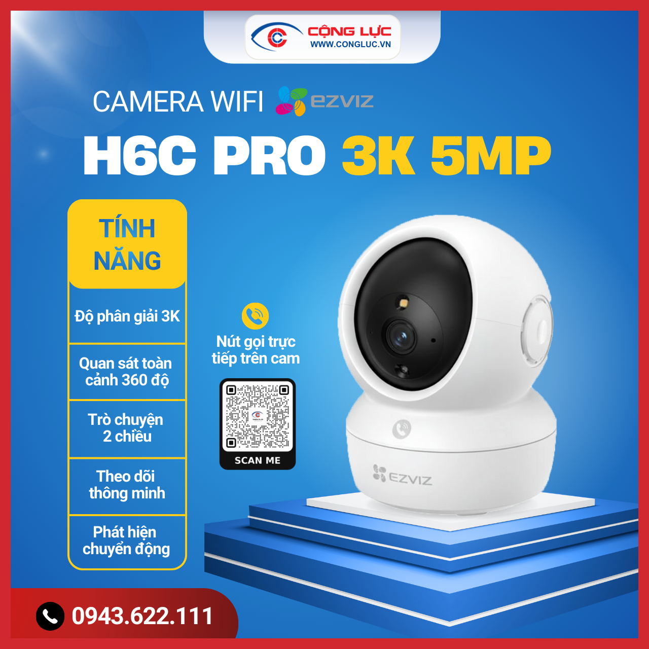 Camera Wifi Ezviz H6C Pro 3K 5MP